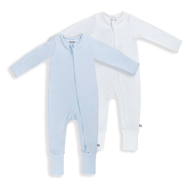 OETEO Organic Cotton Zippy Jumpsuit 2pc Bundle (Blue)