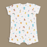 OETEO Rainbow Safari Short Sleeve Baby Romper Playsuit (White)