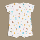 OETEO Rainbow Safari Short Sleeve Baby Romper Playsuit (White) Front