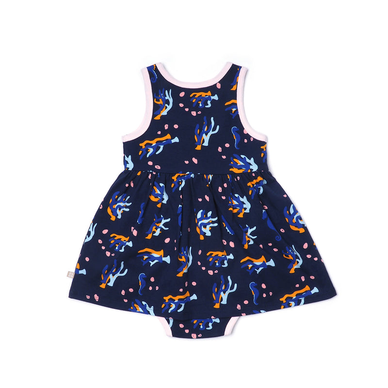 Ocean Waves Tank Top Romper Dress Navy SMLCOR