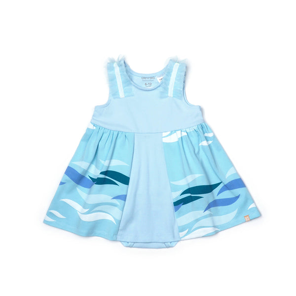 Ocean Waves Ruffle Sleeveless Romper Dress OETEO Singapore