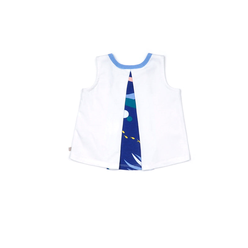 Ocean Waves Aqua Sleeveless Top OETEO Singapore