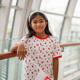 Girl Wearing OETEO Heritage Singapore Icons Toddler Kid Tee Shirt