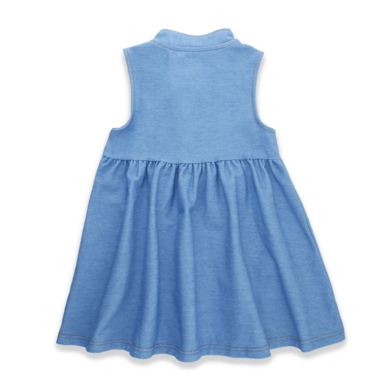 CNY Modern Blessings Toddler Kid Girl Sleeveless Mandarin Dress (Sky Blue)