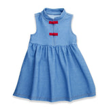 OETEO CNY Modern Blessings Toddler Kid Girl Sleeveless Mandarin Dress (Sky Blue)