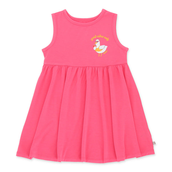 OETEO Duckie's Day Off Bamboo Toddler Casual Sleeveless Dress (Pink)