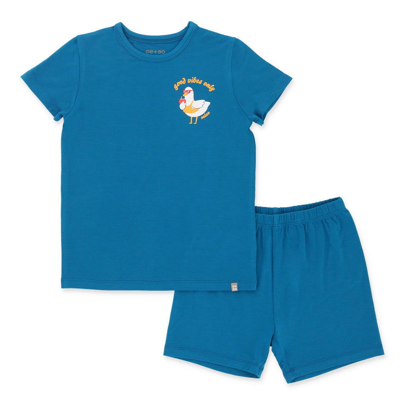 OETEO Duckie's Day Off Bamboo Toddler Tee Set (Blue)