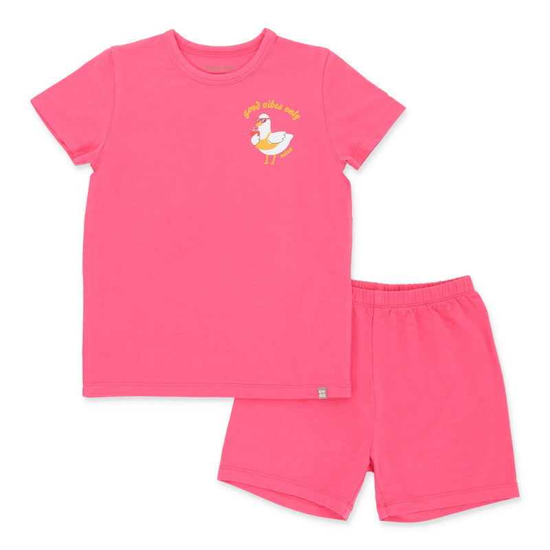 OETEO Duckie's Day Off Bamboo Toddler Tee Set (Pink)