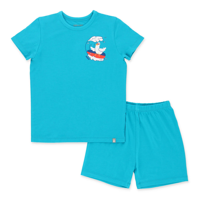 OETEO Duckie's Day Off Bamboo Toddler Tee Set (Teal)