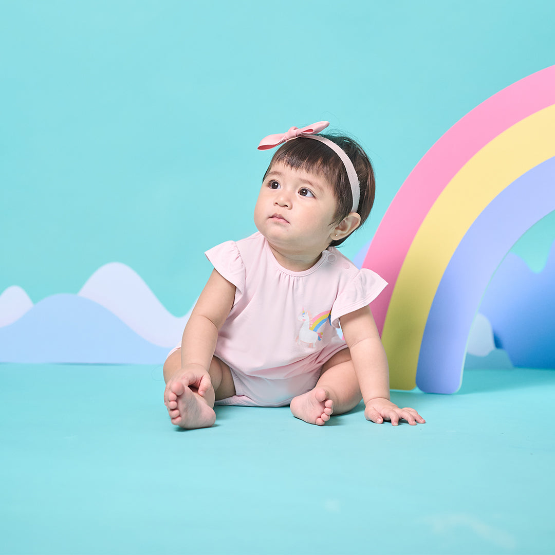 Baby girl Dressed Fantasy Land Flutter Sleeve Baby Playsuit | Oeteo SIngapore