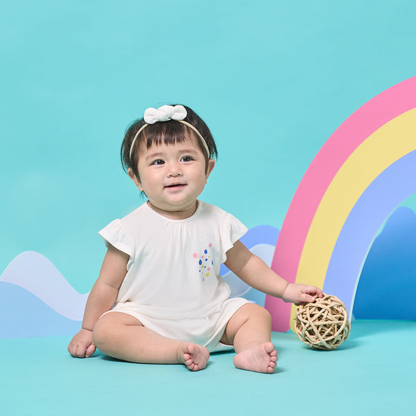 Baby girl Dressed Fantasy Land Bamboo Flutter Sleeve Baby Playsuit | Oeteo SIngapore
