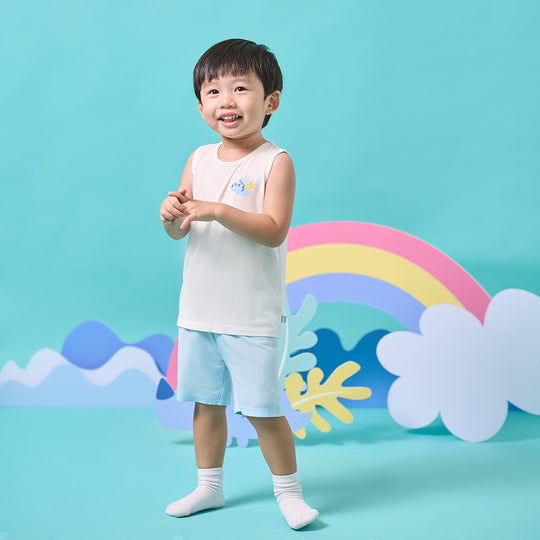 Boy Dressed Fantasy Land Bamboo Toddler Sleeveless Set (Blue) | Oeteo Singapore