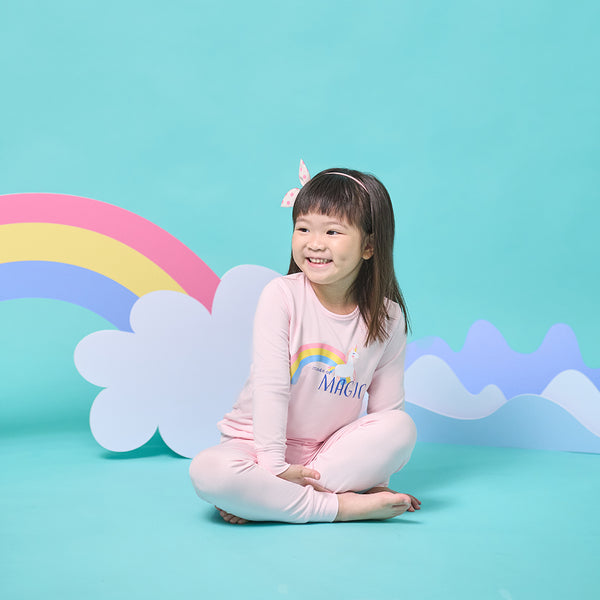 Girl Dressed Fantasy Land Bamboo Toddler Jammies Pyjamas Set (Pink) | Oeteo Singapore