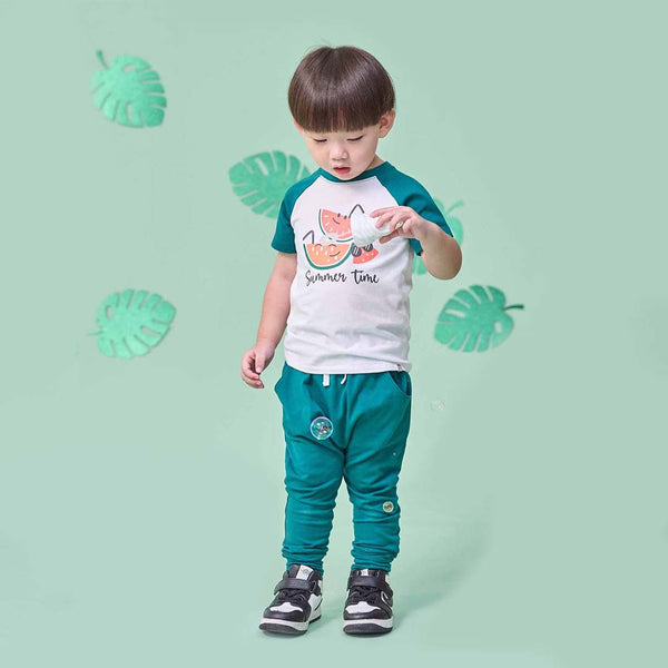 Tropical Land Toddler Boy Raglan Sleeve Set (Green)