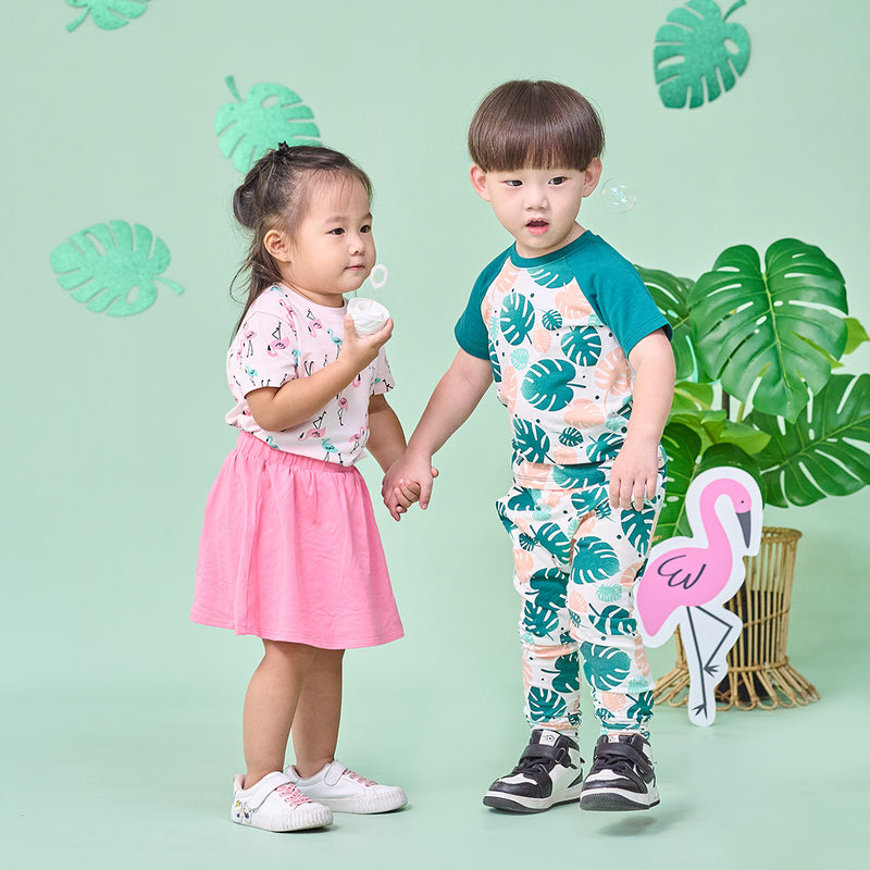 Tropical Land Toddler Boy Monstera Raglan Sleeve Set (Green)