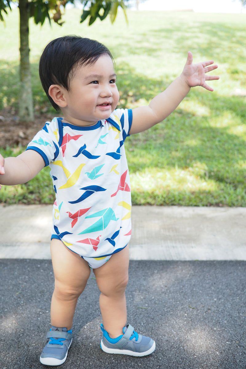 baby wearing Origami Easyeo Romper | Oeteo Singapore