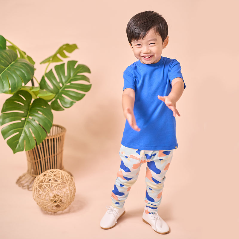 Boy Dressed Camo Flash Harem Pants Printed (Blue) | Oeteo Singapore