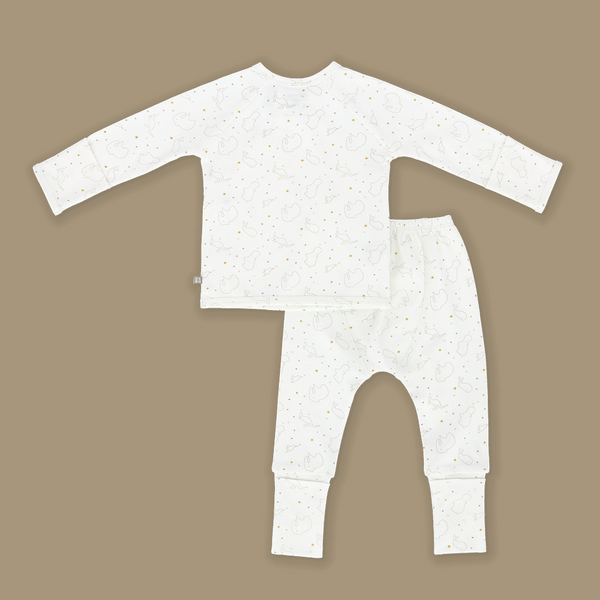 Whole New World Organic Cotton Baby Snap Front Jammies (Wht)