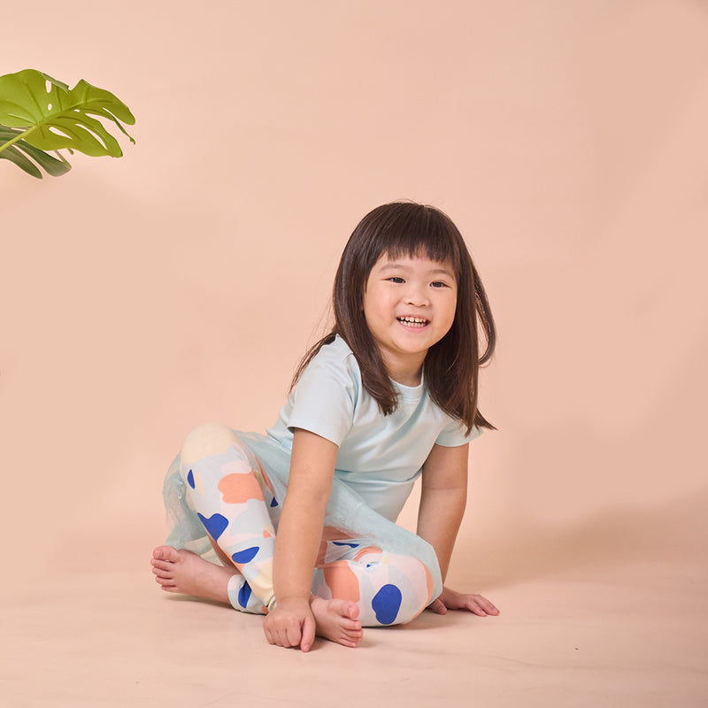Baby Girl dressed Camo Flash Toddler Essential Tee (Blue) | Oeteo Singapore