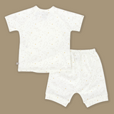 Whole New World Organic Cotton Baby Front Snap Short Sleeve Set (Wht)