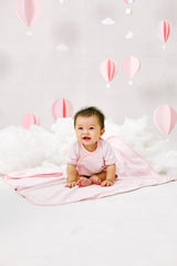 A baby dressed Love From Above Front Snap Baby Short Sleeve Set (Pink) | Oeteo Singapore