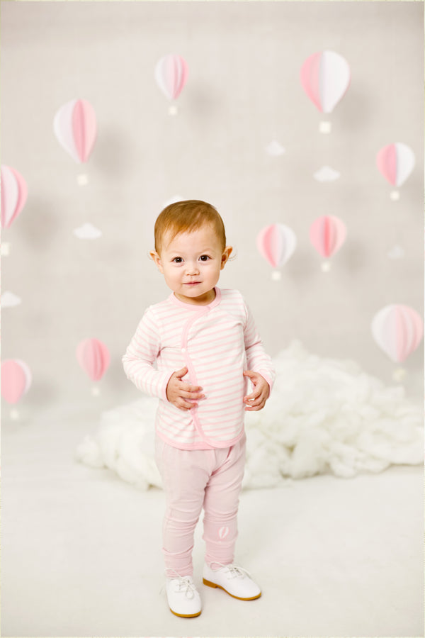 Baby Girl Dressed In Love From Above Front Snap Baby Jammies Pyjamas Set (Pink) | Oeteo Singapore