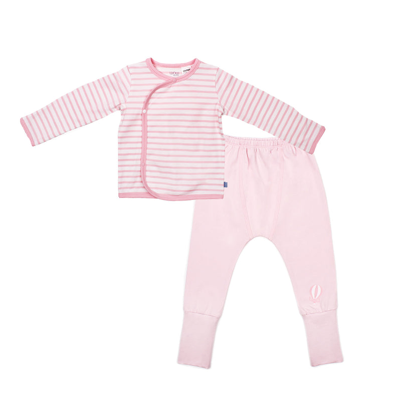 Love From Above Front Snap Baby Jammies Pyjamas Set (Pink) | Oeteo Singapore