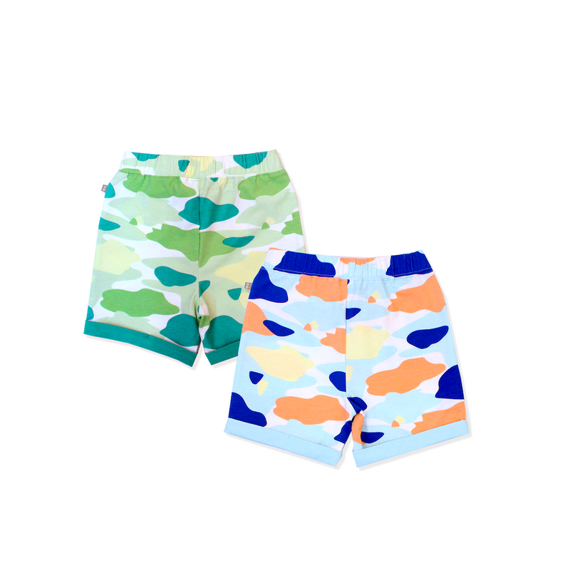 Camo Flash Toddler Casual Shorts 2pc Bundle (Blue & Green) | Oeteo Singapore