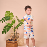Boy Dressed In Camo Flash Toddler Essential Tee (Blue) | Oeteo Singapore