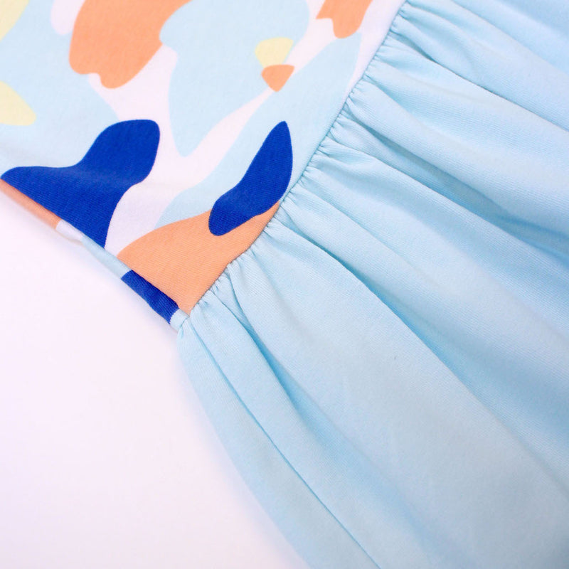 Camo Flash Drop Waist Ruffle Dress (Blue color) | Oeteo Singapore