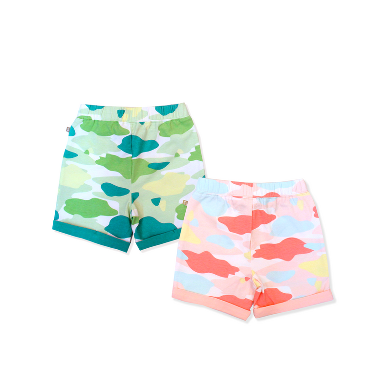 Camo Flash Toddler Casual Shorts 2pc Bundle (Pink/Green) | Oeteo Singapore