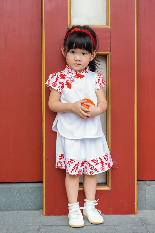 Jian Zhi Missy Mandarin Collar Set (Red) | Oeteo Singapore