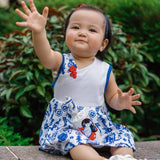 Girl in Jian Zhi Missy Cheongsam Dress (Blue) | Oeteo Singapore