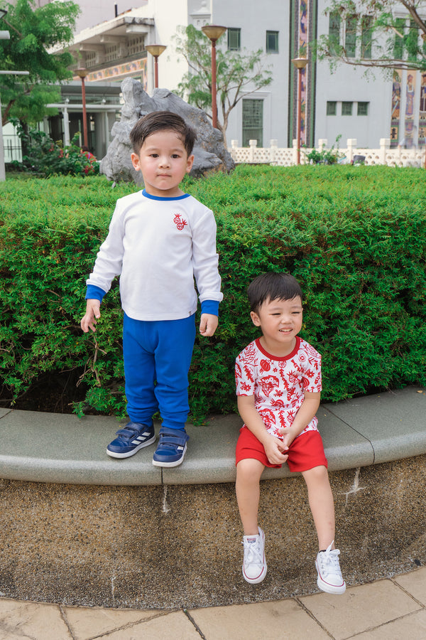 Boys dressed Jian Zhi Day to Night Variety Bundle Set (Red) | Oeteo Singapore