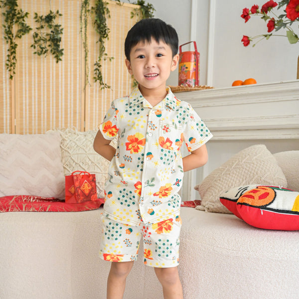 OETEO Abundance of Blooms Baby & Toddler Boy Hawaii Collar Set