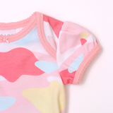 Closeup Camo Flash Puff Sleeve Easyeo Rompers (Pink) | Oeteo Singapore