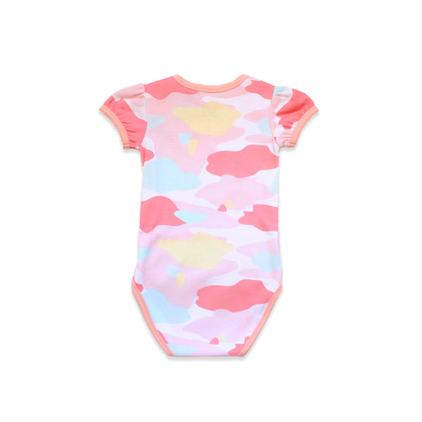 Camo Flash Puff Sleeve Easyeo Romper Printed Pink | Oeteo Siongapore