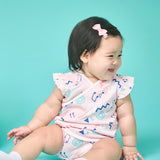 A baby girl dressed Mixtape Ohayo Easyeo Baby Romper 3pc Bundle (Blue) | Oeteo Singapore