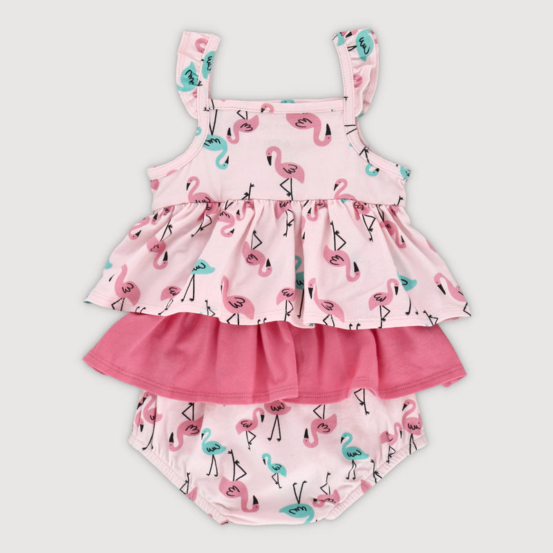 Tropical Land Baby Girl Easyeo Layered Romper (Pink)