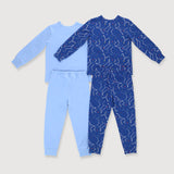 OETEO Little Explorer Toddler Jammies Pyjamas 4 Pc Bundle Set (Blue)