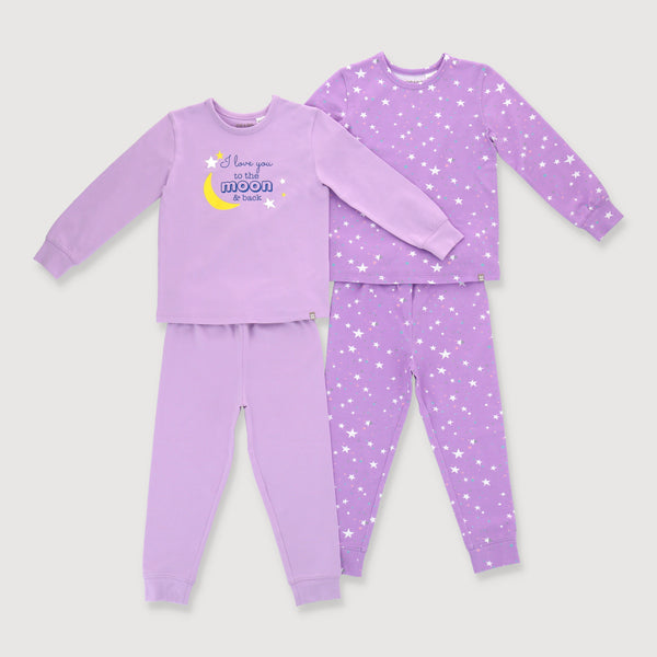 OETEO Little Explorer Toddler Jammies 4 Pc Bundle Set (Purple)