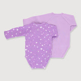 OETEO Little Explorer Baby Long Sleeve Kimono Rompers 2 Pc Bundle (Purple)