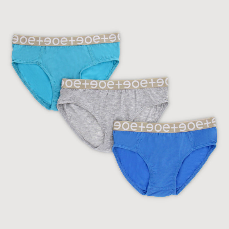 All Things Wonder Bamboo Toddler Boy Underwear Briefs 3PC Bundle (Blue)