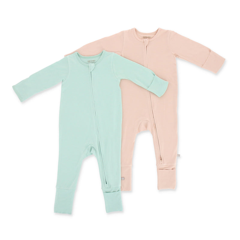 An Adventure Bamboo Zippy Baby Jumpsuit 2Pc Bundle (Solid Green)