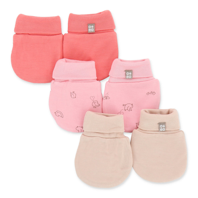 An Adventure Bamboo Baby Mittens 3Pc Bundle (Pink)