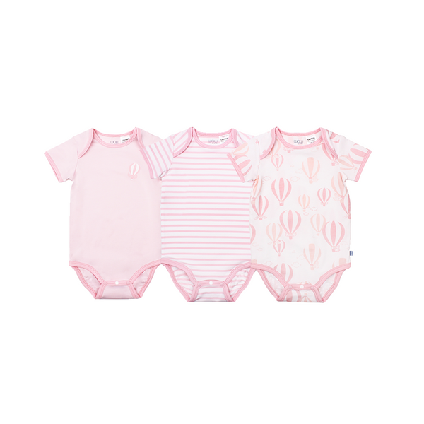 Love From Above 3pc Baby Romper Bundle Set (Pink) | Oeteo Singapore