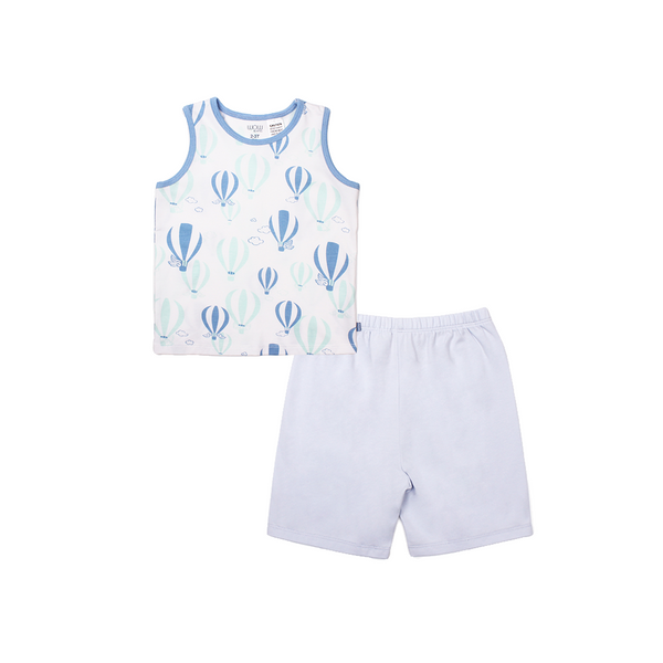 Love From Above Hot Air Balloon Toddler Sleeveless Set (Blue) | Oeteo Singapore
