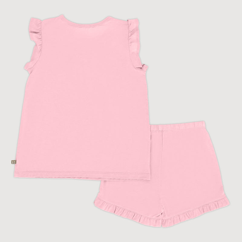 Tutti Frutti Bamboo Toddler Girl Flutter Sleeve Top Set (Pink)